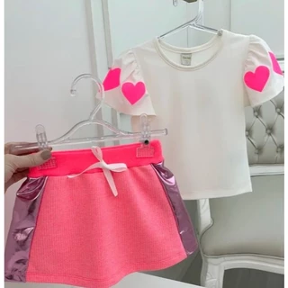 Conjunto Manga Curta Kids 2 pçs - Coração