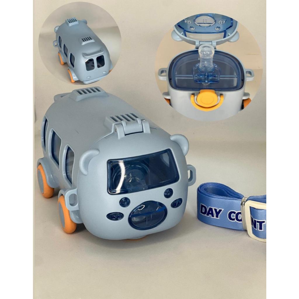 Garrafa garrafinha com canudo de silicone infantil Fomato de Onibus Urso Menino Menina