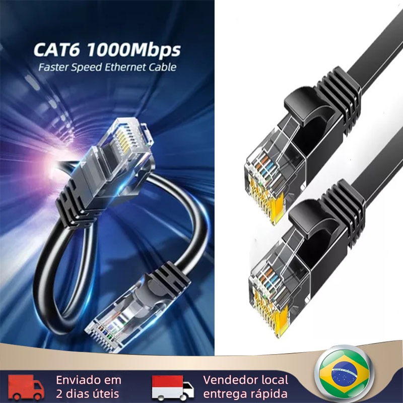[BR In stock] Cabo De Rede Rj45 Cat6 Slim Flat 1000 Mbps 10 Metros ...