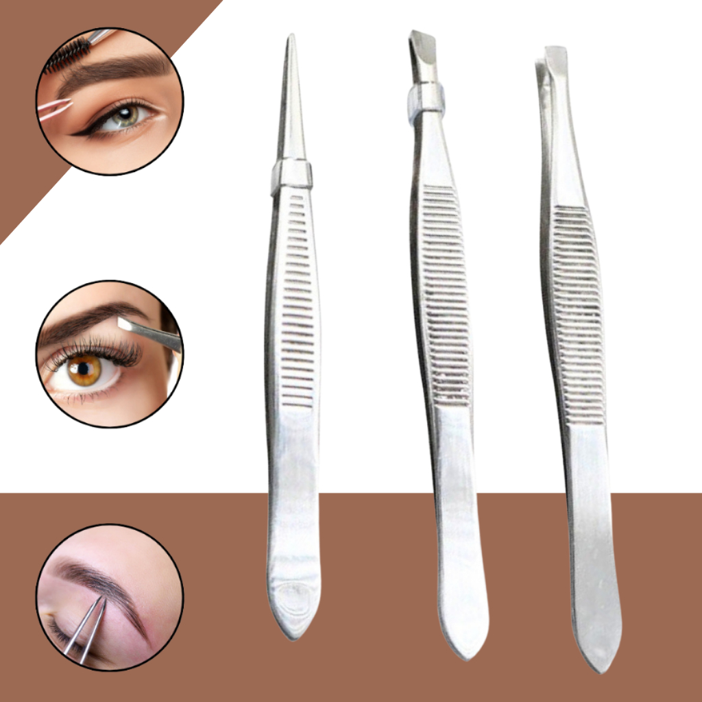 Kit 3 Pinça Profissional Em Aço Inoxidável Para Sobrancelha Remoção De ...