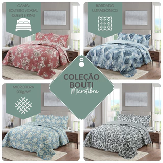 Kit Colcha Cobre leito Casal Queen Bouti Provence Premium Dupla face Bordado Ultrassônico