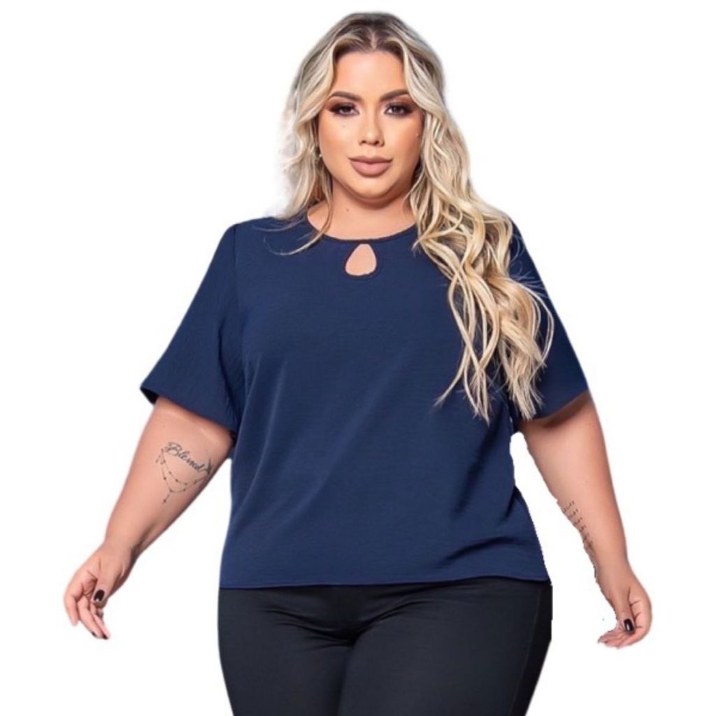 Blusa Feminina Soltinha Plus Size Lisa Com Mangas G1 G2 G3 Ver o 