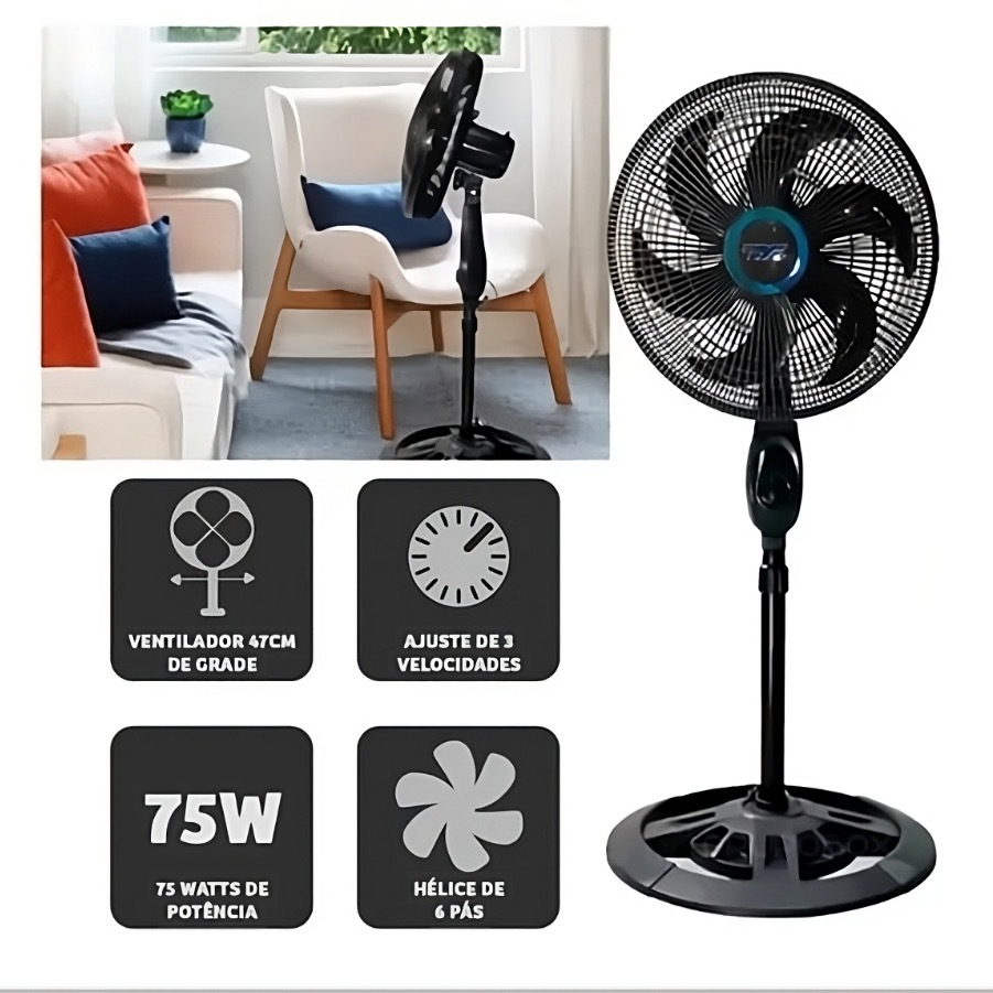 Ventilador Novo Com Ajuste de Altura Ventilador de Pé Suporte - 110v/220v