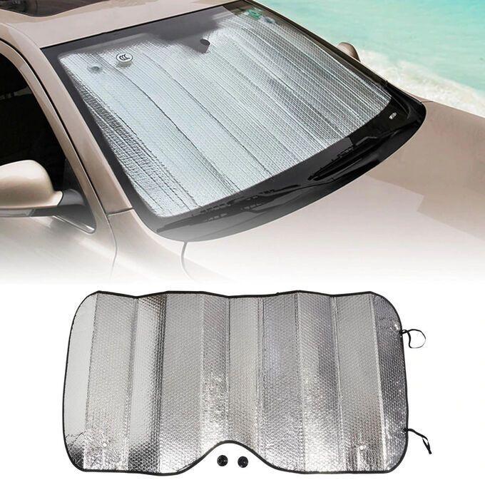 Protetor de Para Brisa Solar com Ventosa Alumínio Térmico Universal cm Vidro do carro