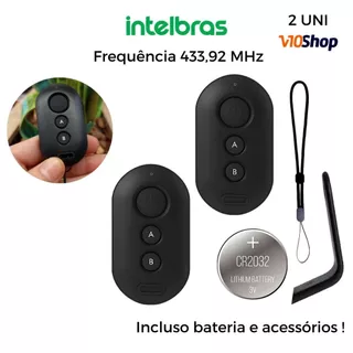 Kit 2 unid. Controle Remoto Alarme Cerca Eletrica Portão Eletronico Xac 4000 Smart Intelbras Preto