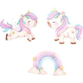 KIT DISPLAYS APLIQUE UNICORNIO - RECORTE RENTE - FESTA E DECORAÇÃO