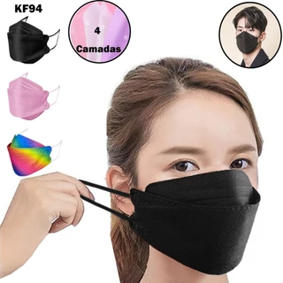 Kit 200 Máscara Descartavel de Proteção KF94 4 Camadas Saúde Respiratória Reutilizável