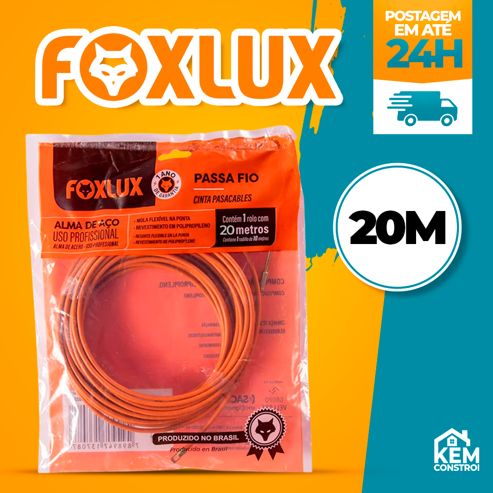 Passa Fio Pvc Alma De Aço 20 Mts - Foxlux | Shopee Brasil