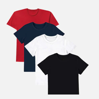 Kit 4 Camiseta Infantil juvenil Básica Menino Menina Lisa Manga Curta Gola Redonda Casual Uniforme em Oferta na Shopee