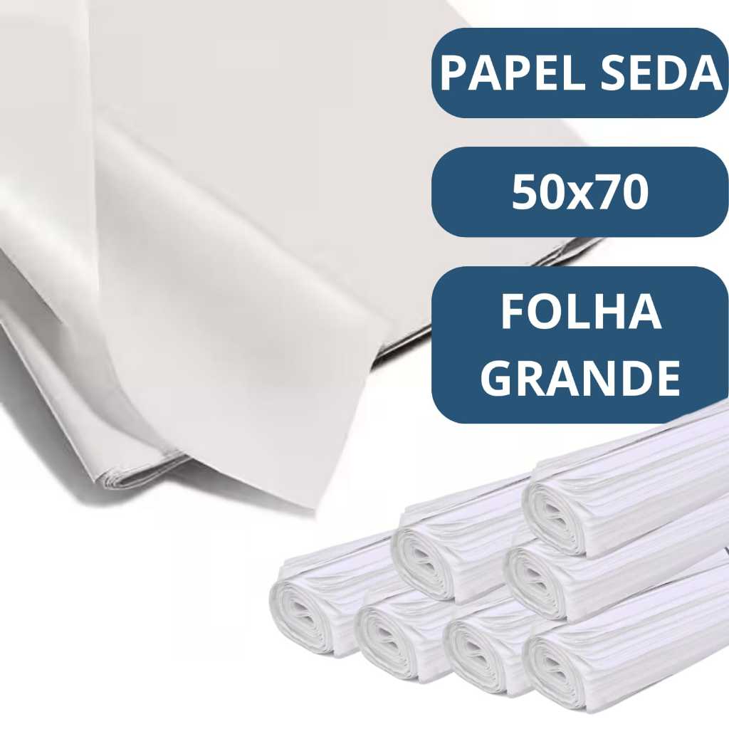 PAPEL SEDA BRANCO 50x70 pct 140 folhas 1KG - calçados, embrulho ...