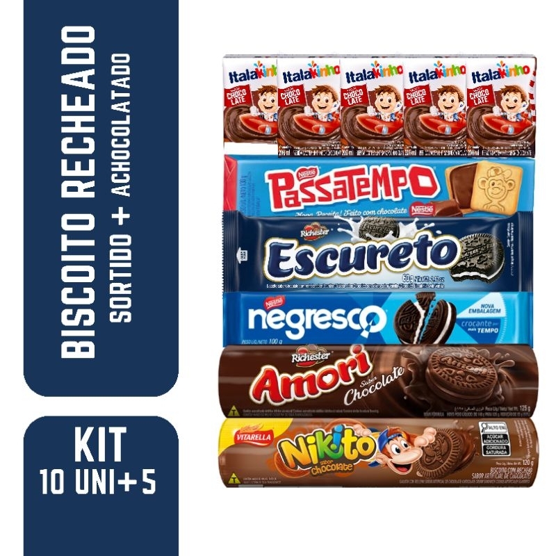 biscoito bolacha recheada sortidas com 10uni + 5 achocolatado Negresco ...