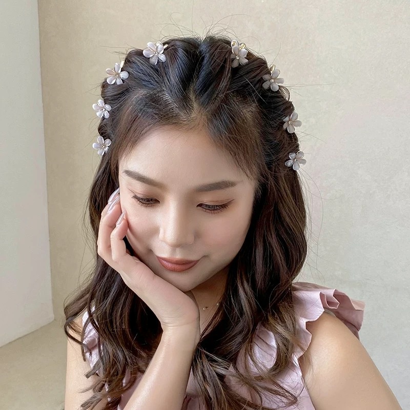 12 Peças Mini Flor, Presilhas De Cabelo Decorativas Falsa E Strass