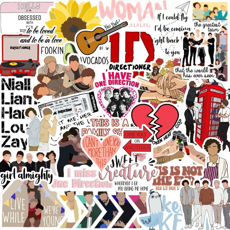 Kit 40 Adesivos Vinil Prova D´água One Direction + 1 Polaroid