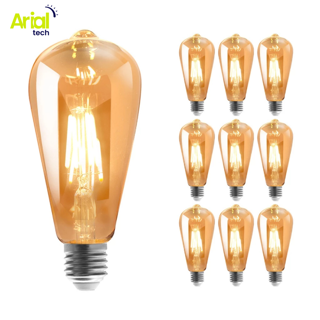 Kit 10 Lâmpadas Filamento Led Retrô Vintage 4w Quente St64
