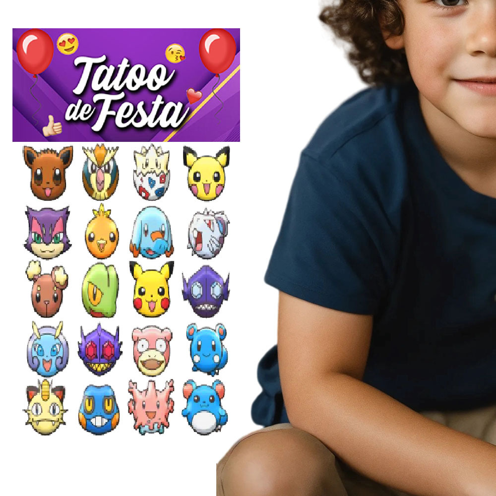 Kit Tatuagem Infantil Tempor Ria Kit Festa T Divertidamente Pok Mon Sonic Super