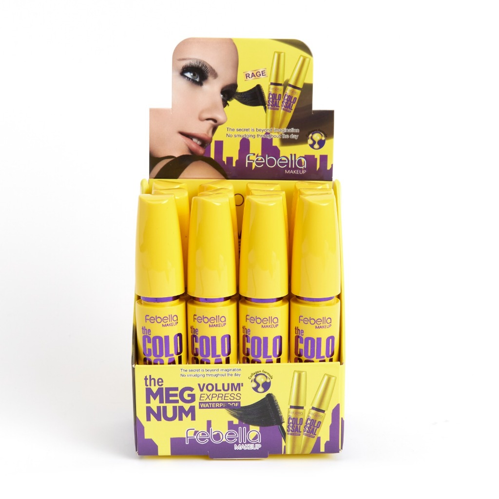 Kit com 12 Máscaras para Cílios Colossal Febella à Prova d'Água Box, Cílios de Cinema