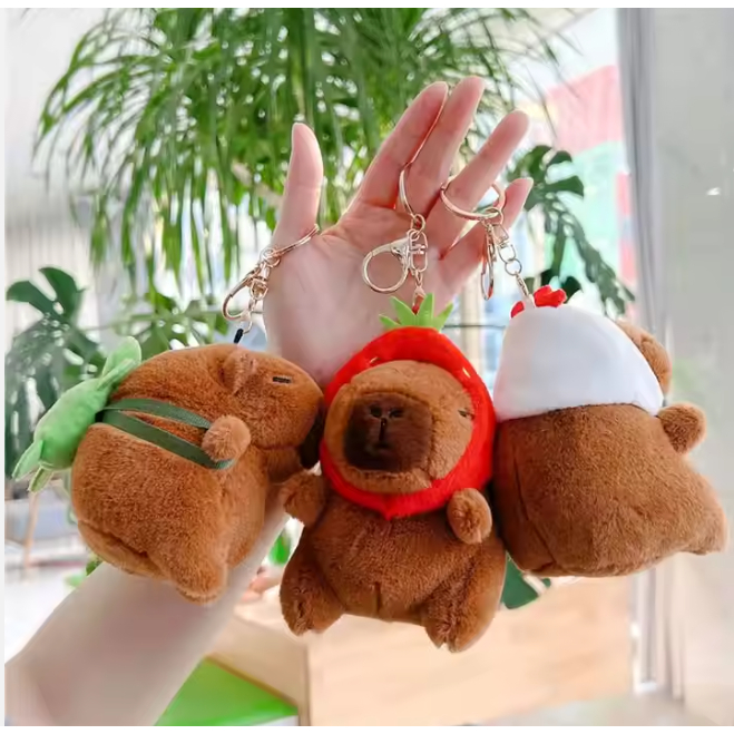 Chaveiro Capivara Capybara de pelucia Modelos Mochila tartaruga, capivara de chapeu , capivarinha fofa ursinho de pelucia 12CM