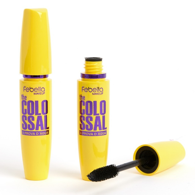 Máscara para Cílios Colossal Febella à Prova d'Água, cílios volumosos, alongados e curvados