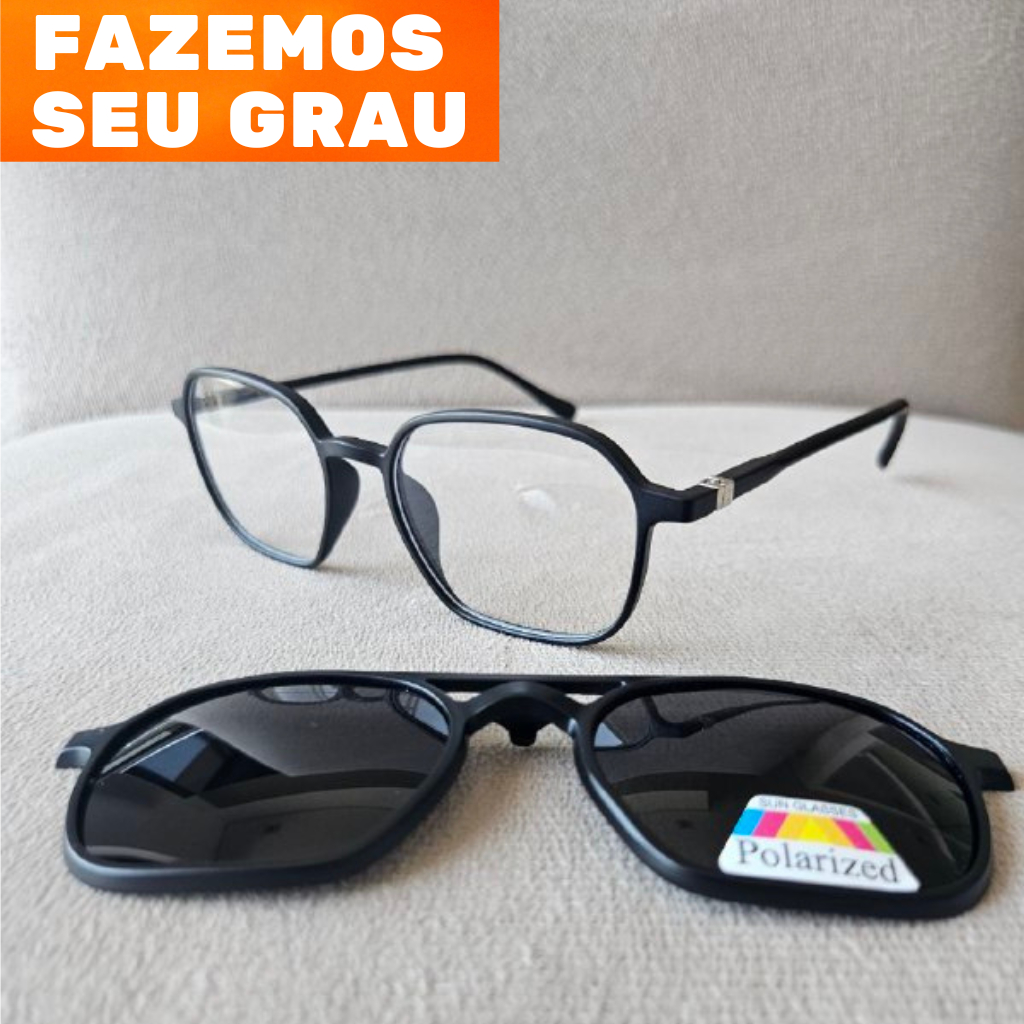 Armação para óculos Unissex Clip On de clipon hexagonal clip-on Feminino Masculino feminina