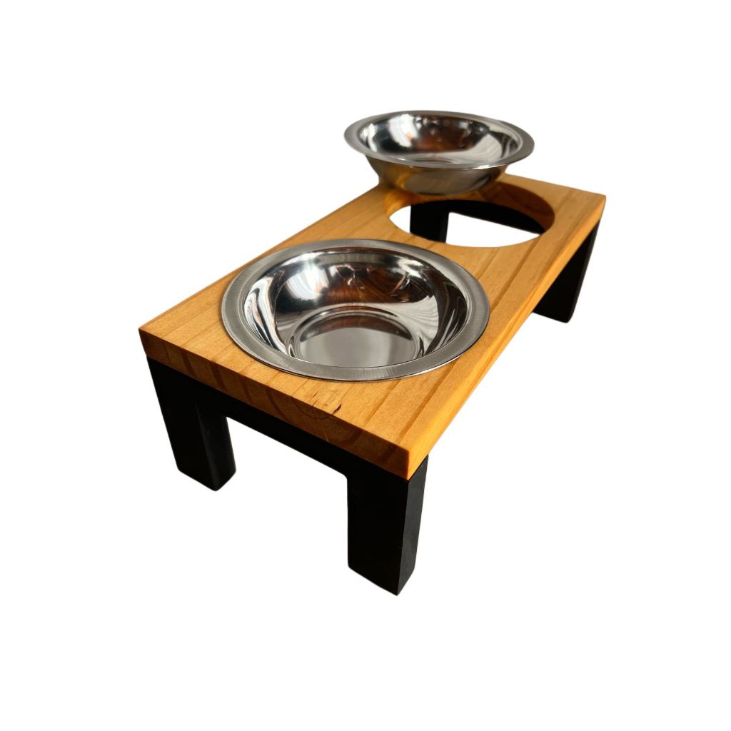 Comedouro Elevado Madeira Dois Potes Inox Para Cachorro E Gato Pp Shopee Brasil