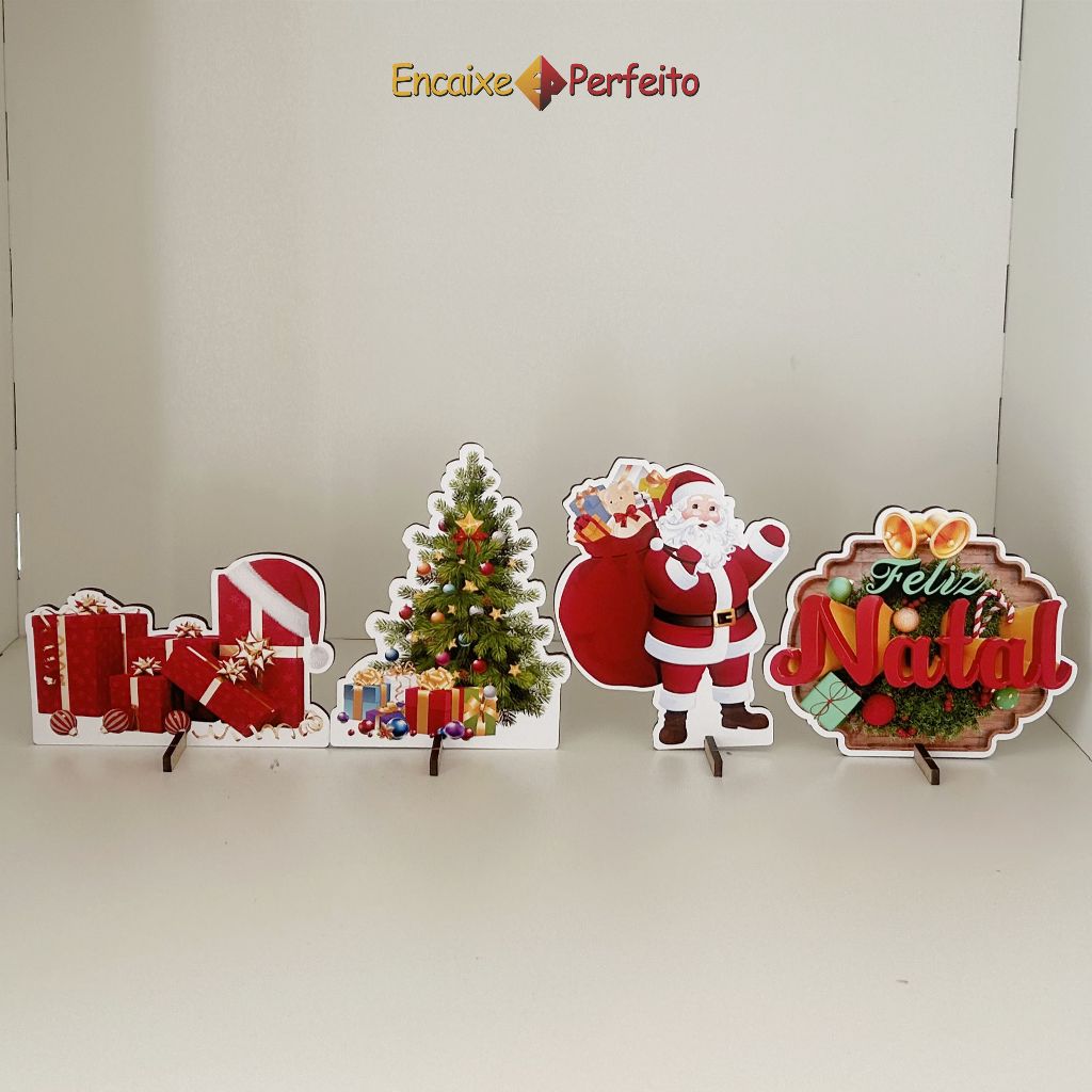 Kit 4 Displays de Mesa Feliz Natal e Ano Novo - Totem, Natal, Feliz ...