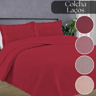 Colcha Super King Cobreleito Kit 3pç com Viés Ultrassónica Lançamento Laço