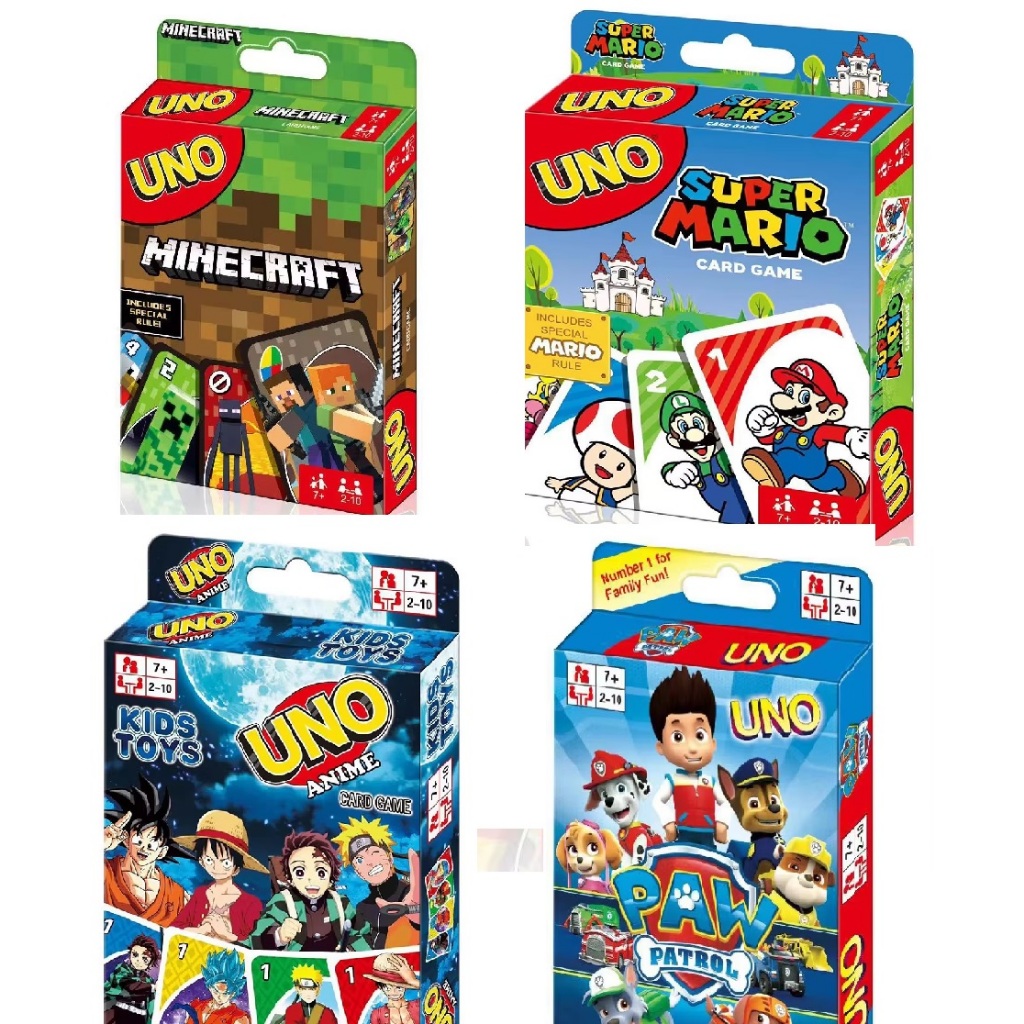 UNO Jogo de Cartas Pokemon Minecraf Patrulha Canina Anime Super Mario Dragonball Z Harry Potter