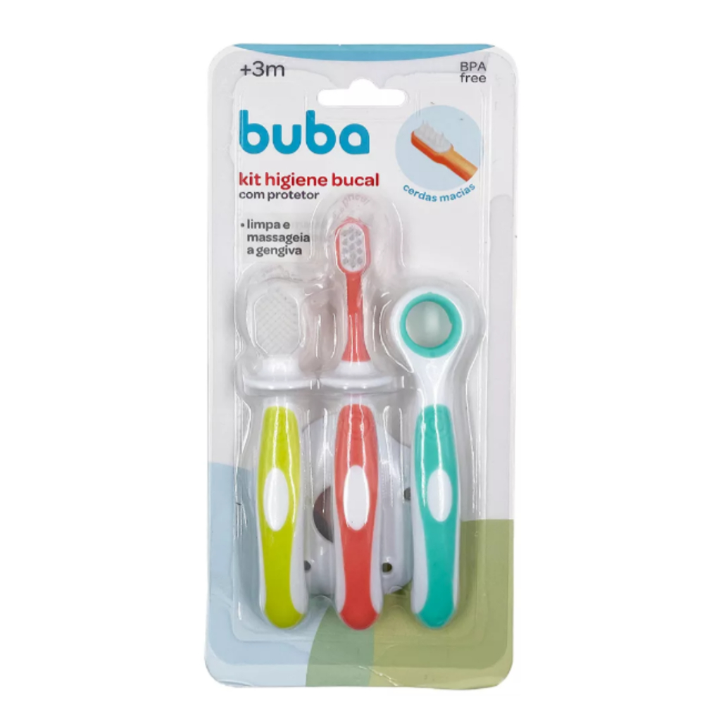 Kit Higiene Bucal Buba Escova De Dente E Massageador Gengiva Protetor Buba