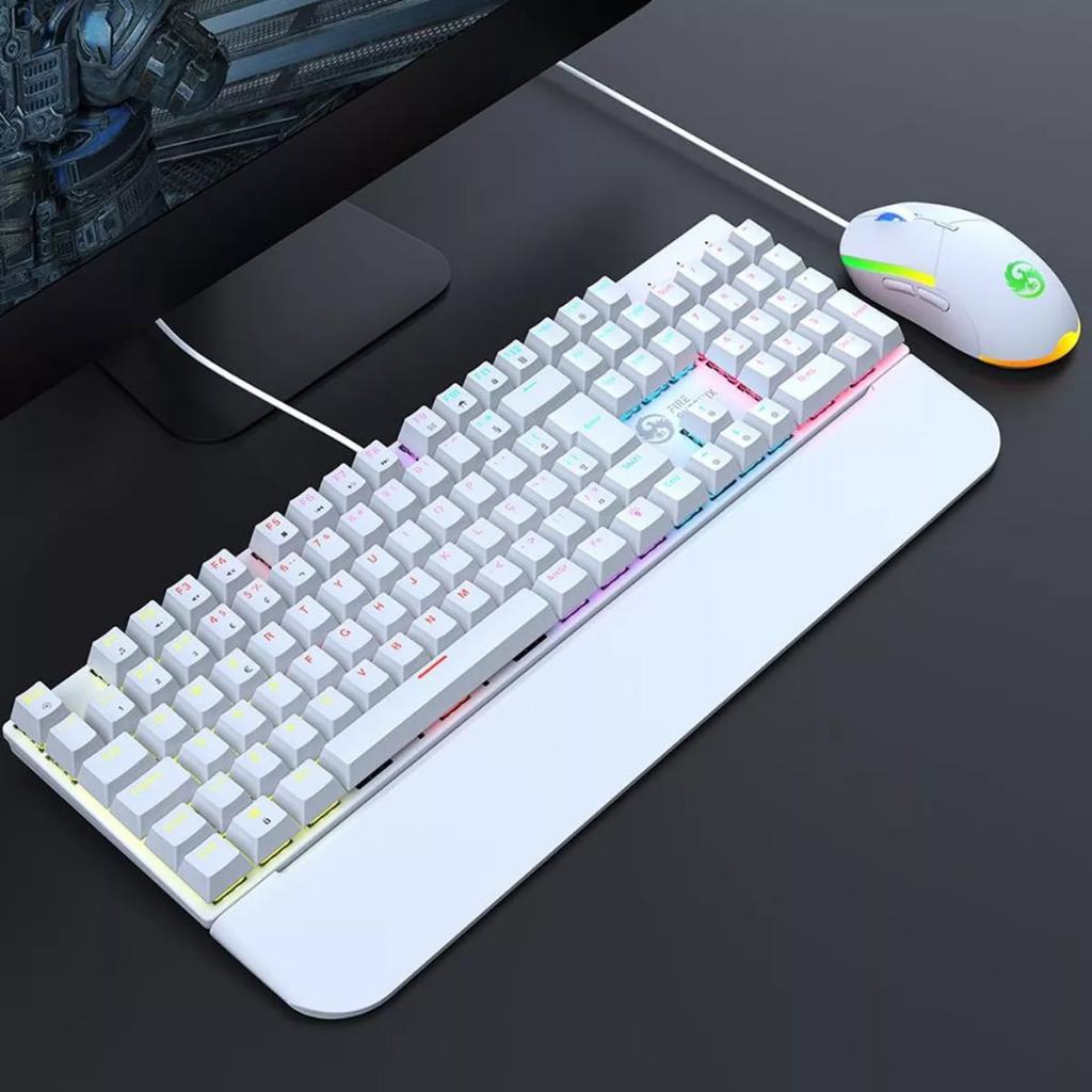 Kit Teclado E Mouse Mecânico Abnt2 Gamer Switch Blue Bk-03 Cor do mouse ...