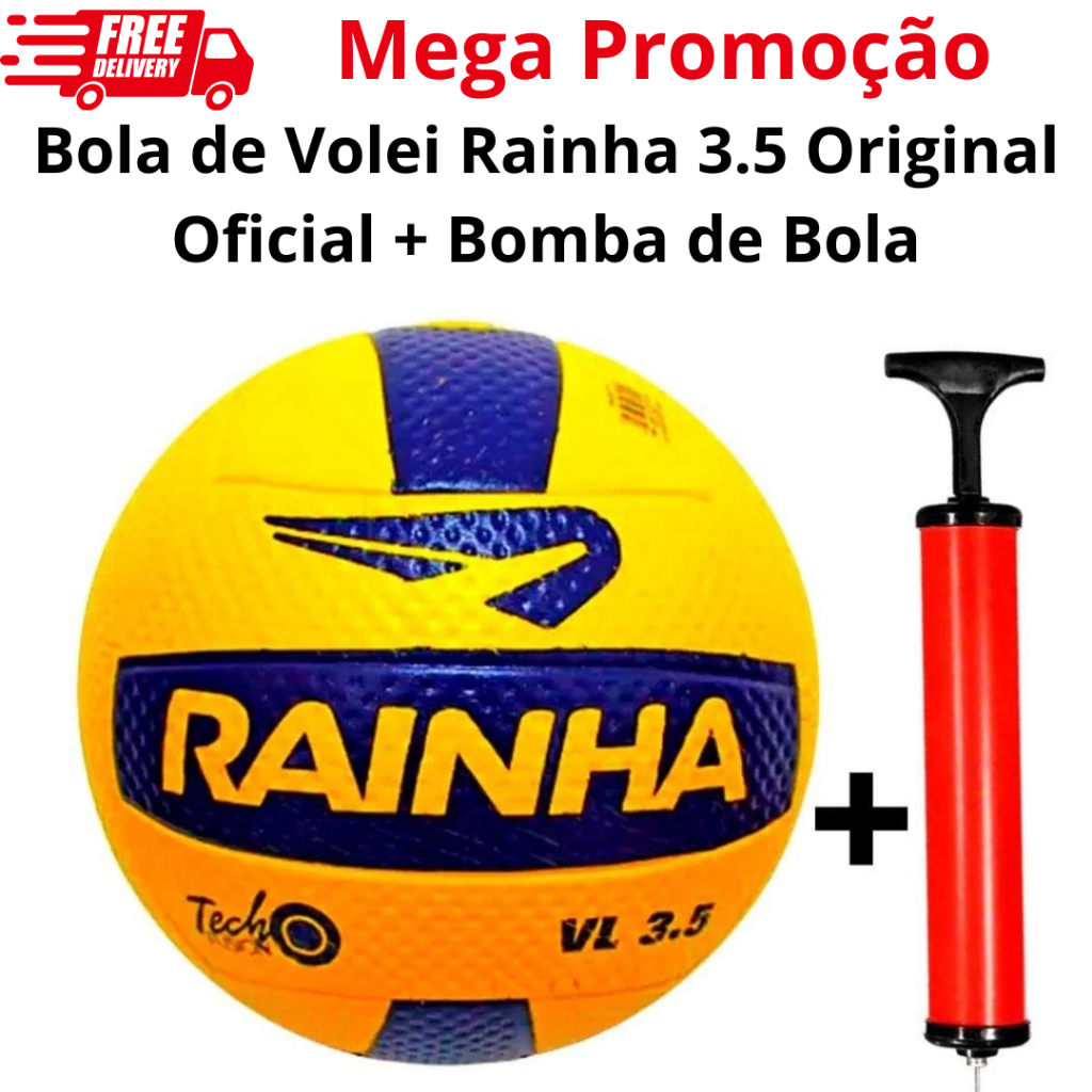 Bola de Vôlei Rainha Vl 3.5 Oficial + Bomba de Ar (Grátis)