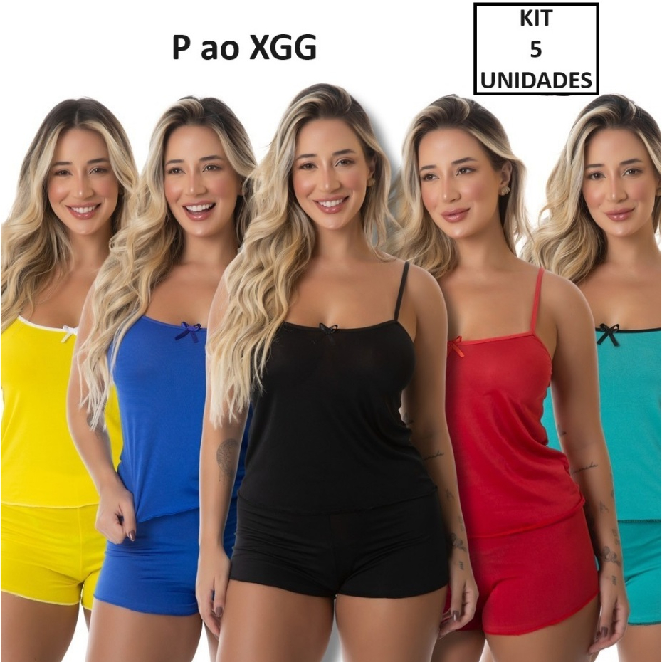 Kit 5 Baby Doll Liso Micro Pijama short doll | Shopee Brasil