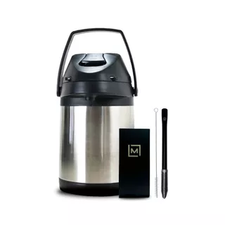 Kit Terere Garrafa Térmica 2,5L Copo Quadrado Inox Preto Bomba Mola Conica