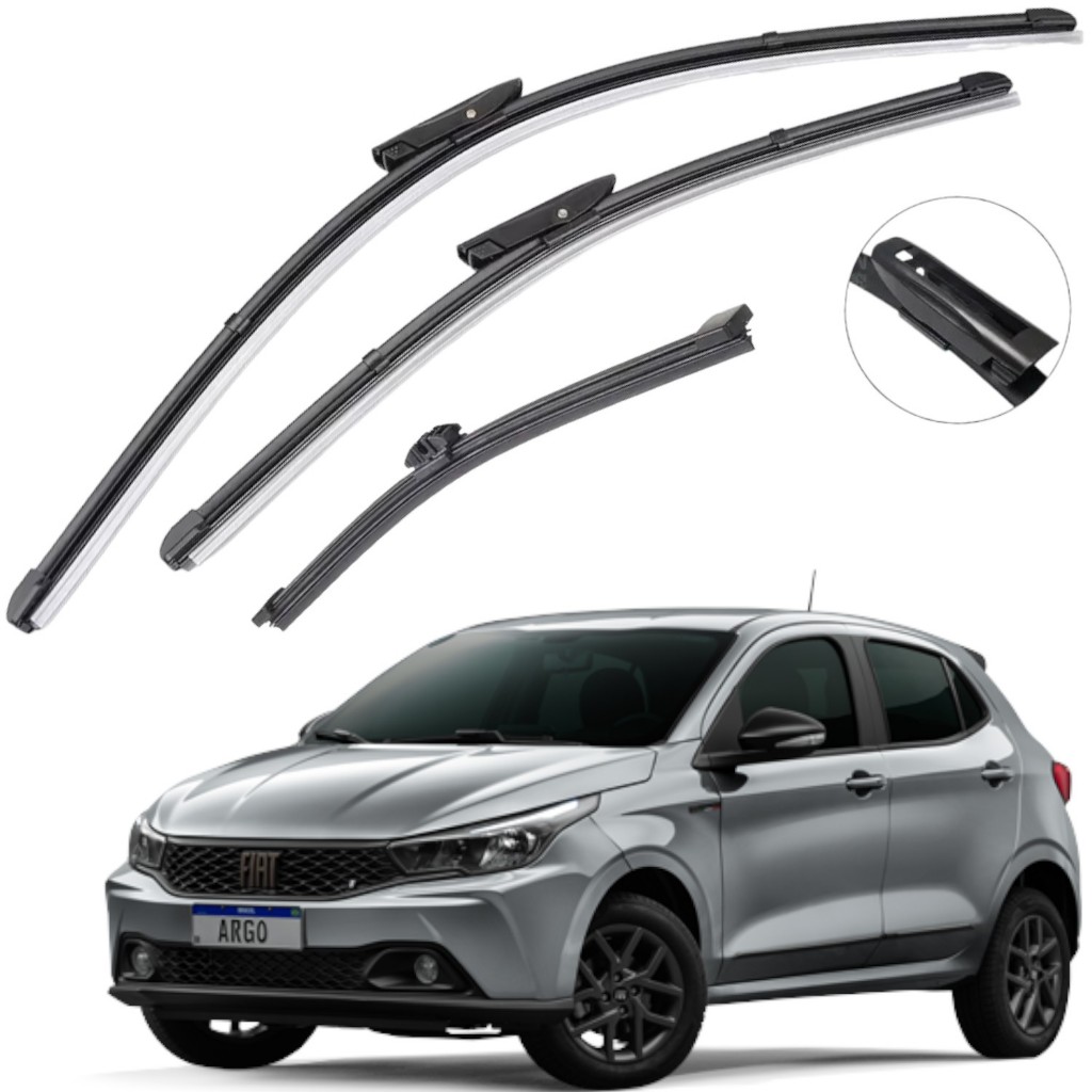 Kit Palhetas Limpador Parabrisa Chuva Silicone Para Fiat Argo 2023 Até ...