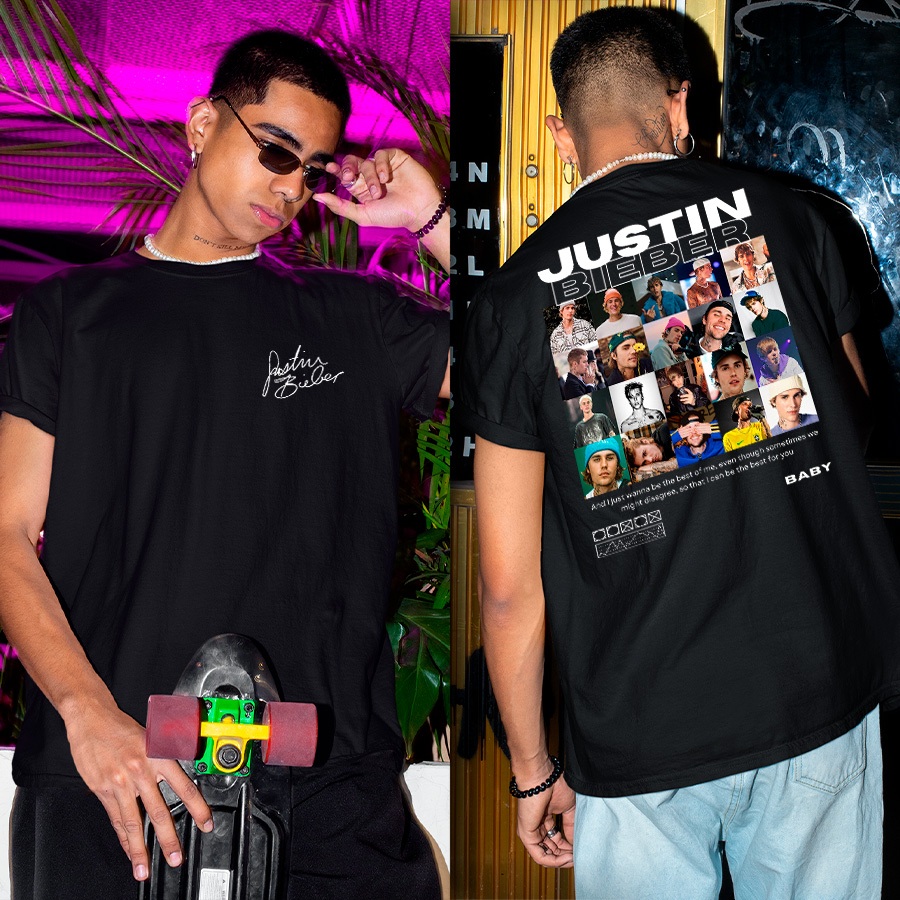 Camiseta Básica Camiseta Personalizada Justin Bieber Exclusiva