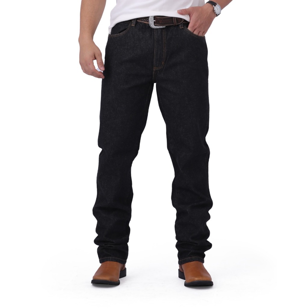 Calça Masculina Jeans Tradicional Reforçada Tecido Premium Cor Azul e Preto Promoção