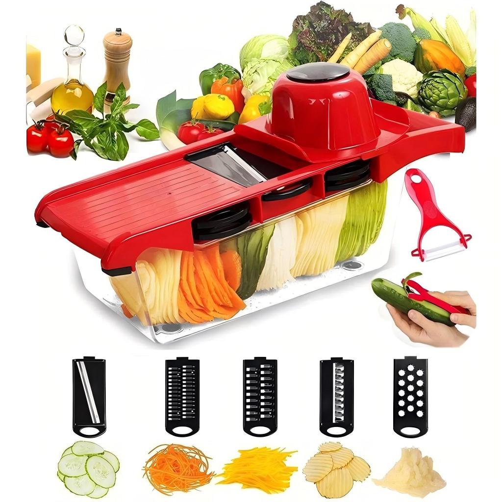 Mandoline Slicer Fatiador Cortador De Legumes 6 Em 1 Fruta Ralador Cozinha Descascador