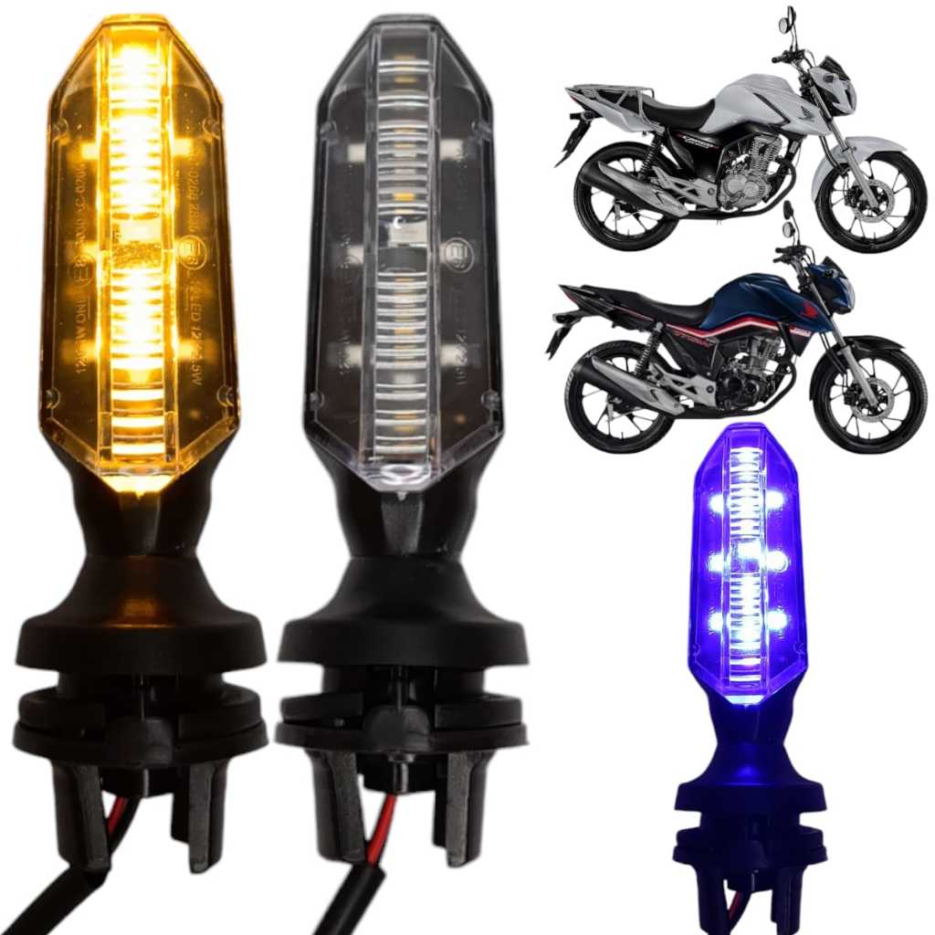 Par Pisca Sequencial Cb Twister Com Drl Led Azul Titan Fan Start 160