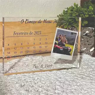 Bloco De Mesa Retangular Nossa História Personalizado Foto