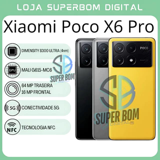 POCO X6 Pro 5G Câmera 64MP, 256/8GB RAM, 512/12GB RAM (Versão Global) Processador MediaTek Dimensity 8300-Ultra