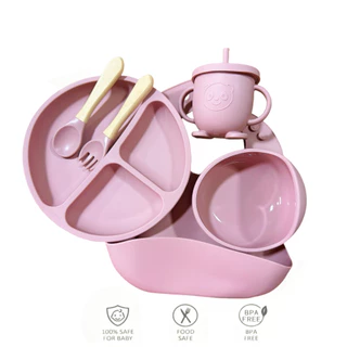 Kit 6/8 Peças de Talheres de Silicone para Bebês e Crianças