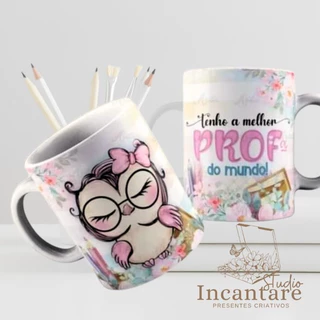 Caneca personalizada dia dos professores corujinha