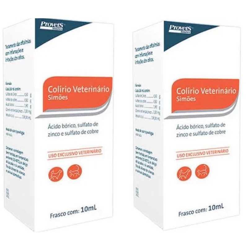 Kit C/2 Un Colirio Veterinário Simões 10ml Val : 2027 | Shopee Brasil