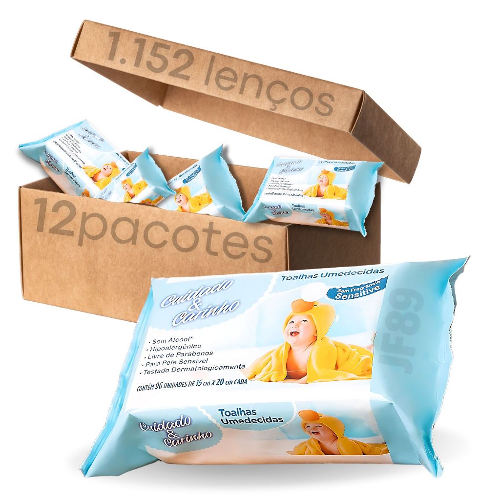 Lenço Umedecido para Bebe Recém Nascido Toalhas 1152 Unidades (12 Pac ...