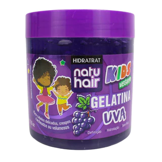 Gelatina Kids Uva Natuhair 500g Super Modeladora Antifrizz Definição Cachos Ondulados Vegano