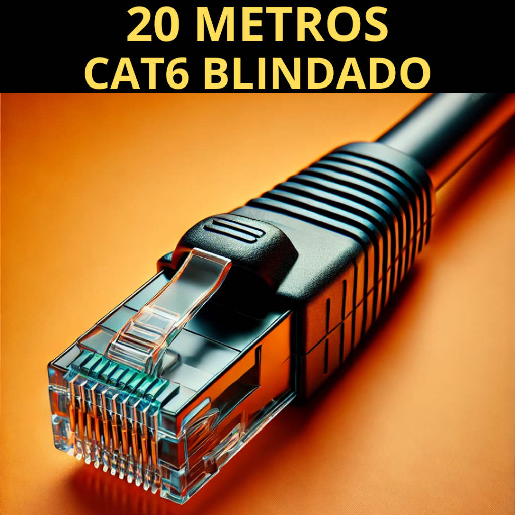 Cabo De Rede 20 Metros Blindado Stp Cat6 Preto