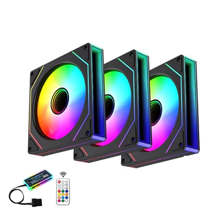 Kit 3 Cooler Fan ARGB Gamer Para CPU Gabinete Com Controlador G-VR347K