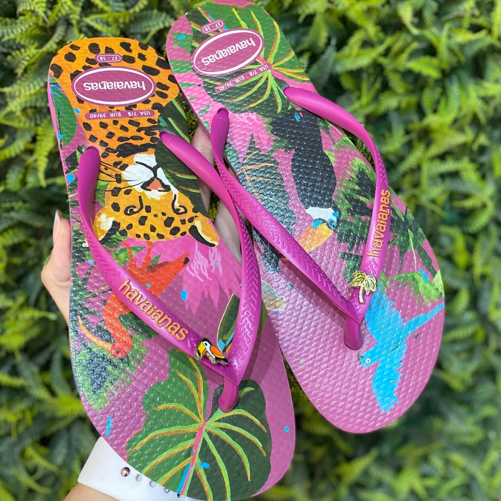Chinelo Havaianas Slim Bliss Rosa+Pinjentes coqueiro +tucano | Shopee ...