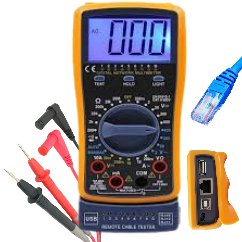 Testador de Cabo de Rede RJ45 C/ Multimetro Digital Profissional ...