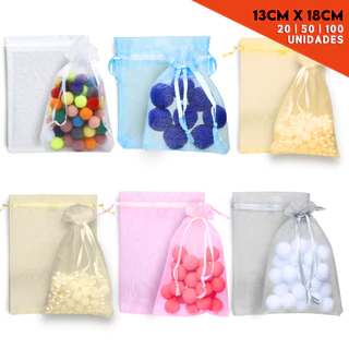 Saco Organza - Saquinho Para Lembrancinha 13x18 Diversas Cores - 20/50/100 Unidades -Mazzal