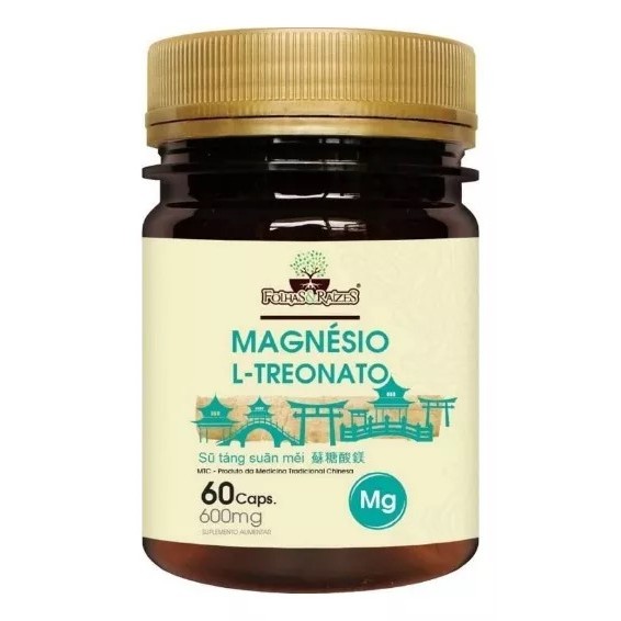 Magnésio L Treonato 600mg por porção 60caps Med. Chinesa Folhas&Raizes